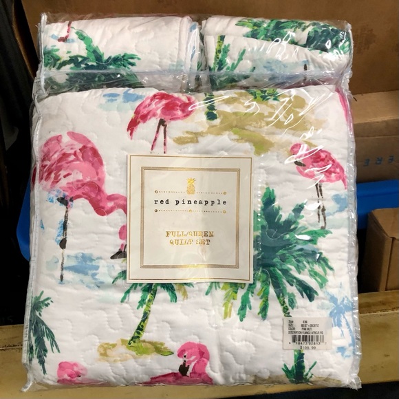 red pineapple Bedding Last Call Flamingo Comforter Set New Queen